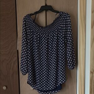 Michael Kors Navy Blue Floral Women's Top Size L